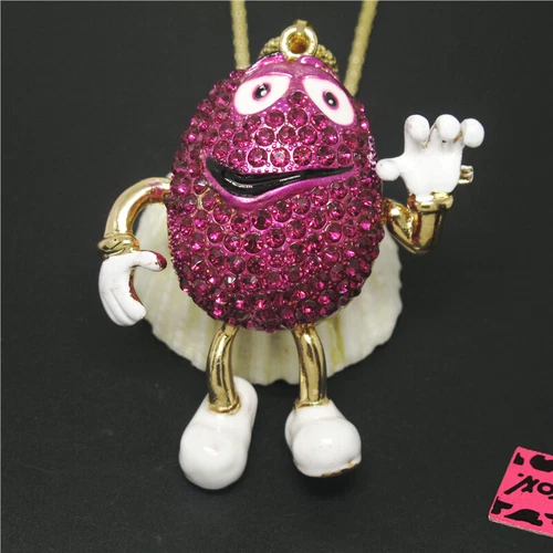 Rose red Mr. Lovely Chocolate Crystal Enamel Holiday gifts  Sweater Necklace