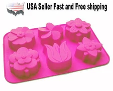 6 Cavity Lily Flower Silicone Mold Soap DIY Handmade Soap Mold US Seller