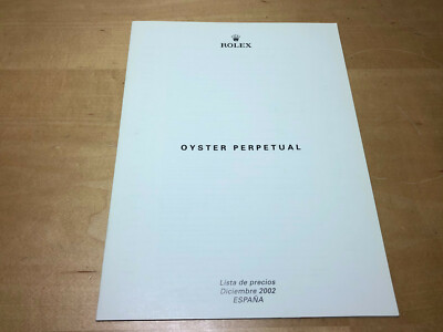 Booklet Rolex - Oyster Perpetual Auswahlmenü Der Preise - Dezember 2002 -