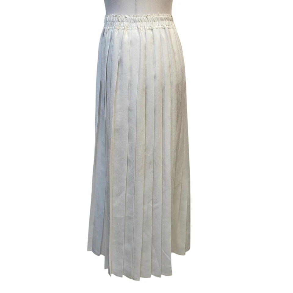 Windsmoor Vintage 80's Skirt Long White Pleated Women's 14 W32 - Image 3 of 4