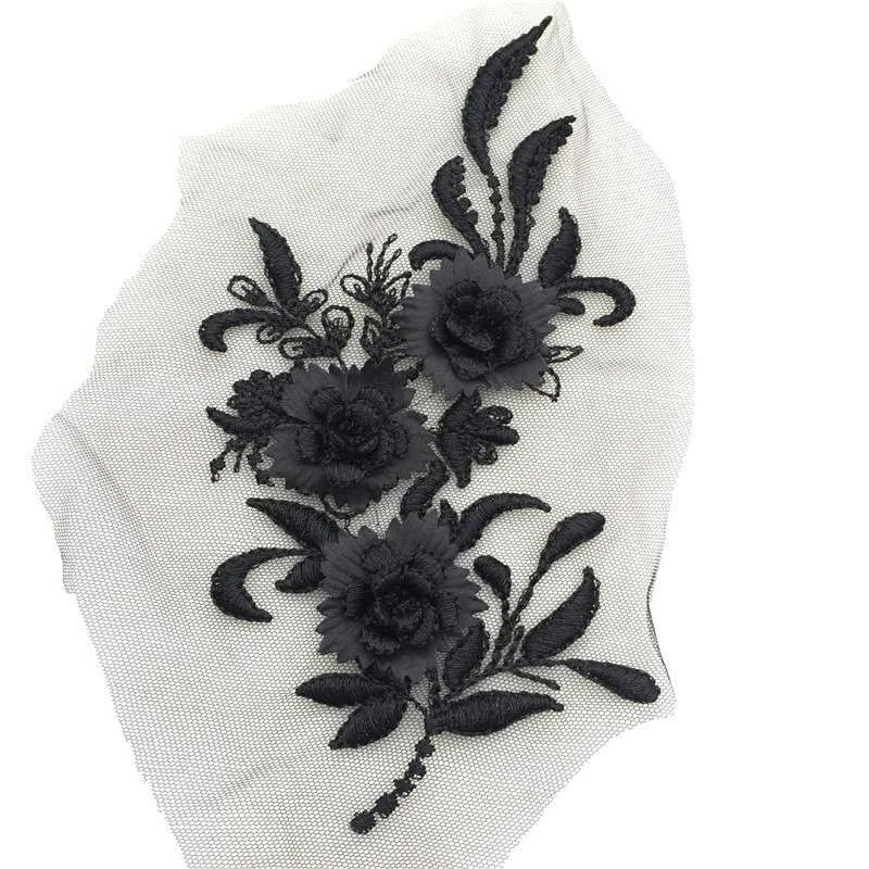 Wedding Dress 3D Flower Lace Applique Tulle DIY Beaded Embroidery Bridal - Image 2 of 4