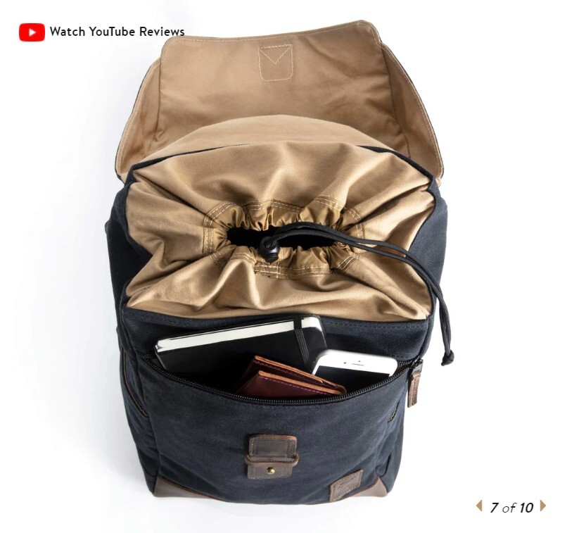 NUTSAC RUCKSAC Black Waxed Canvas Backpack Full Gra… Gem