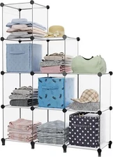 HOMIDEC Closet Organizer, 9-Cube Organizers and Storage, Transparent 