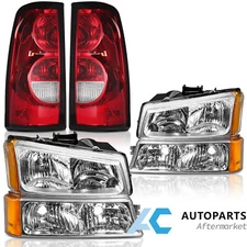 For 2003 2004 2005 2006 Chevy Silverado Headlights Tail Lights Assembly Set