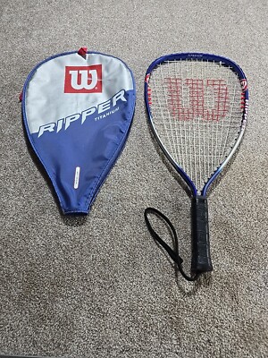 Wilson Ripper Titanium Racquetball Racket Blue and White with Case Size - 3 7/8''