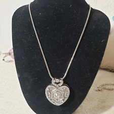 Kirks Folly “I Remember You By Heart” Rhinestone Locket w Original Necklace Tag