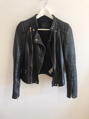 ZARA BLACK REAL LEATHER SHOULDER BIKER ZIP JACKET KENDALL ZARA BLACK REAL LEATHER SHOULDER BIKER ZIP JACKET KENDALL
