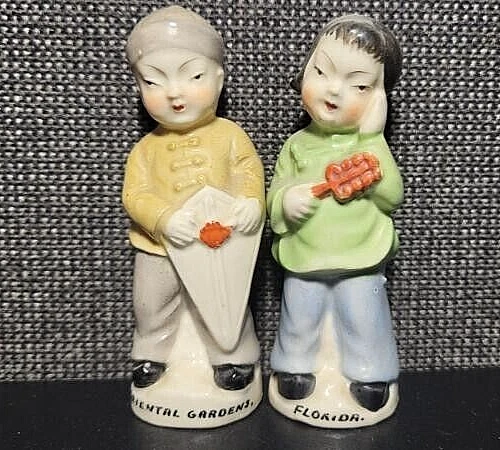 Vintage Oriental Gardens, Florida SALT & PEPPER SHAKERS FIGURINES