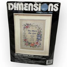 Dimensions Two Hearts Wedding Record Cross Stitch Kit Navina Capecci 3122 NEW