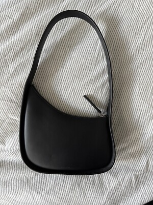 The Row Half Moon Bag in Black Leather 
