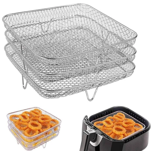 Air Fryer Rack Tray Stainless Steel Steaming Racks Air Fryer Tools Baking Pan - Bild 9 von 9