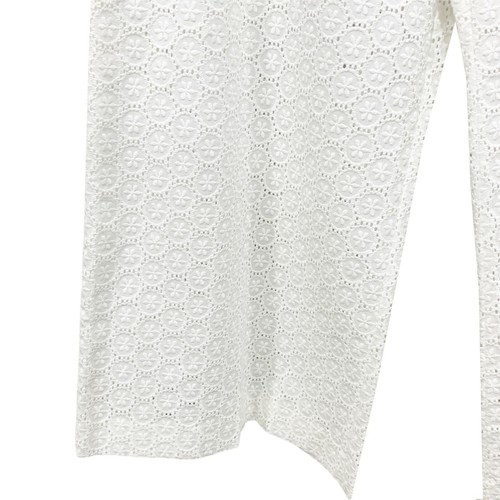 Red Valentino Eyelet Wide Leg Cropped Pants Size 44 White Cotton NWOT - Picture 8 of 10