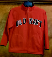 Old Navy SF/NY- LS, 7-" zipper, Fleece Pullover, Sz Youth M, Pockets, Orange/Blk