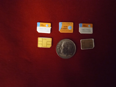 Lot of 5 AT&T Nano Size Sim Cards NOT FOR ACTIVATION! *READ ALL INFO ...