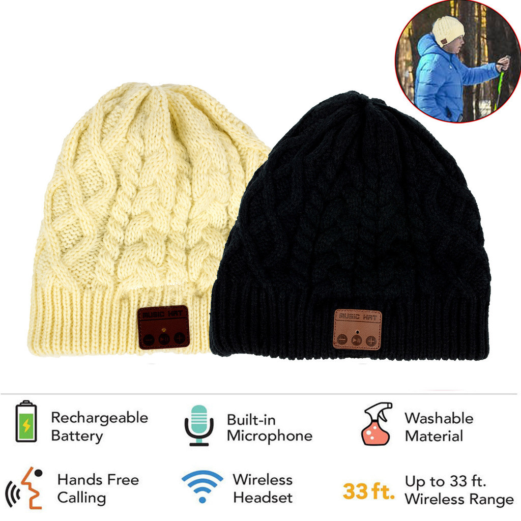 Warm Beanie Hat Wireless Bluetooth Knitted Cap Headset Headphone Stereo Music