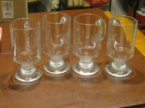 Vintage Princess House Heritage Glass Footed Irish Coffee Mugs 4