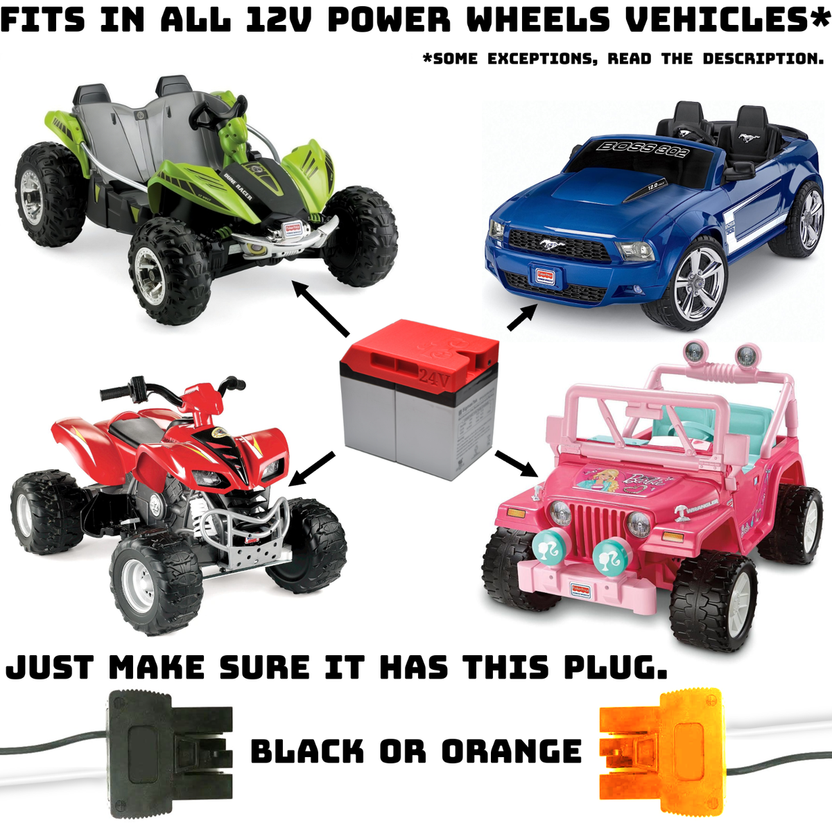 For Power Wheels 24V Upgrade Battery speed turbo boost grey not