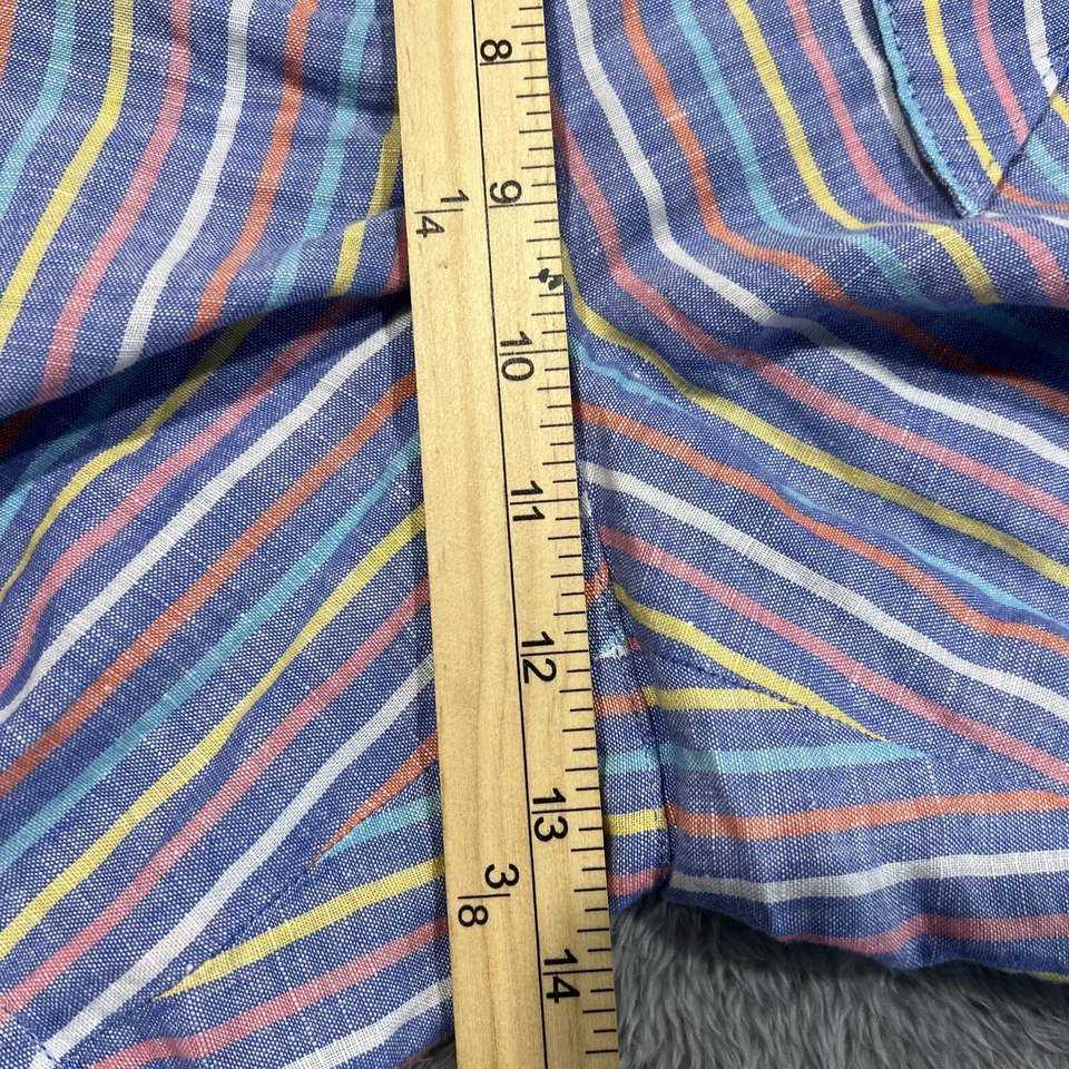 Pantalones Cortos Talbots Para Mujer 12 35x6 Azul Rosa Rayas Mezcla de Lino Corbata Cinturón Playa Foto 4 de 4