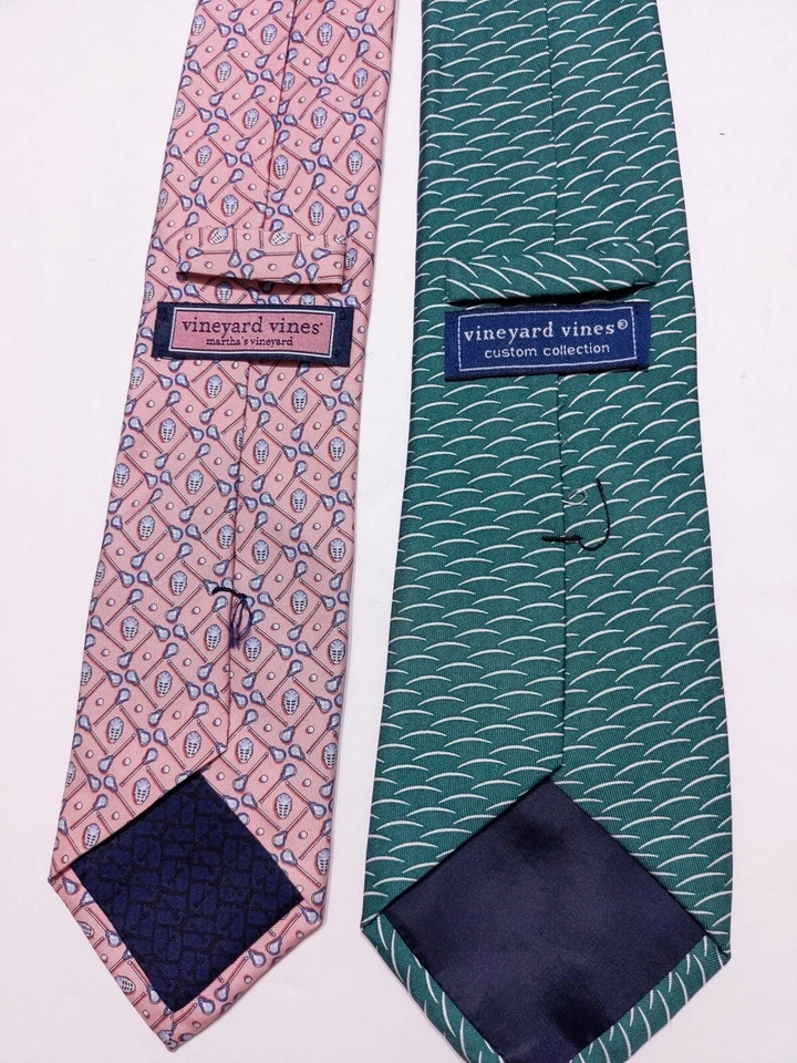 Lote de 2 Corbatas de Cuello VINEYARD VINES Lacrosse Gale Internacional Rosa Verde Foto 3 de 4