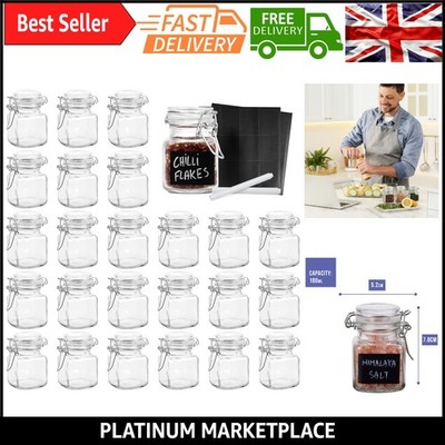 24 Mini Clip Top Glas Gewürzgläser Set - Luftdicht, Auslaufsicher, Küche Sto...