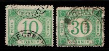 Romania 10 bani, 30 bani Postal Tax Used