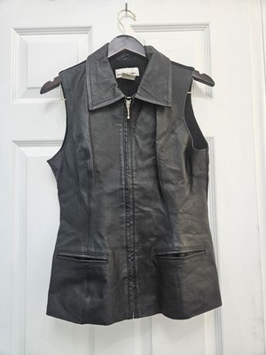 David Benjamin vintage y2K leather combination vest sz M black 