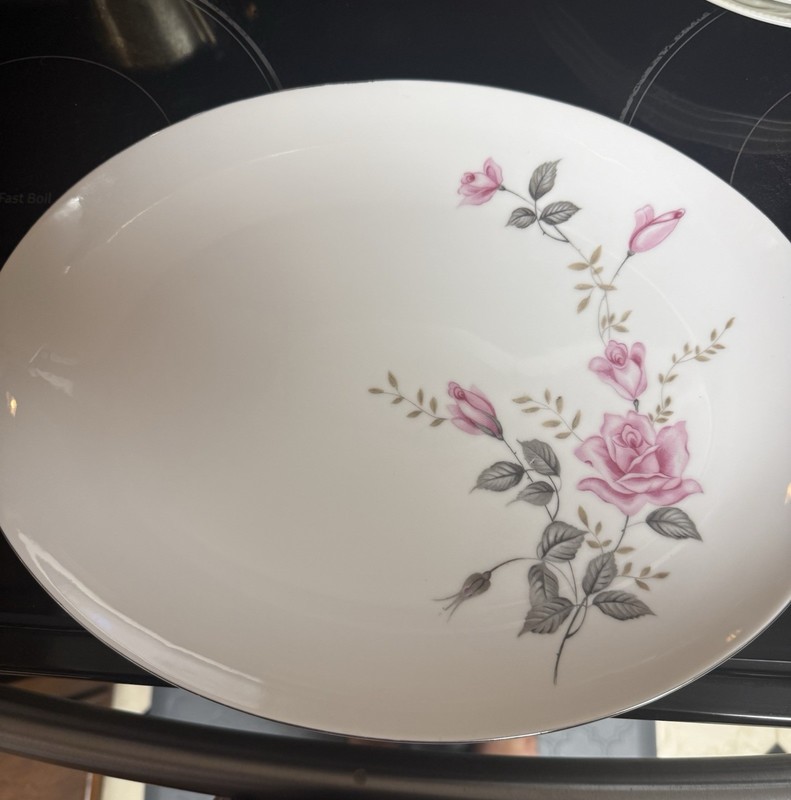Castlecourt Fine China Platter 12 1/4 Inches Made In Japan Silver Trim