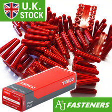 DISCOUNTED - RED RAW PLASTIC WALL PLUGS SCREW FIXING BRICK STONE CONCRETE
