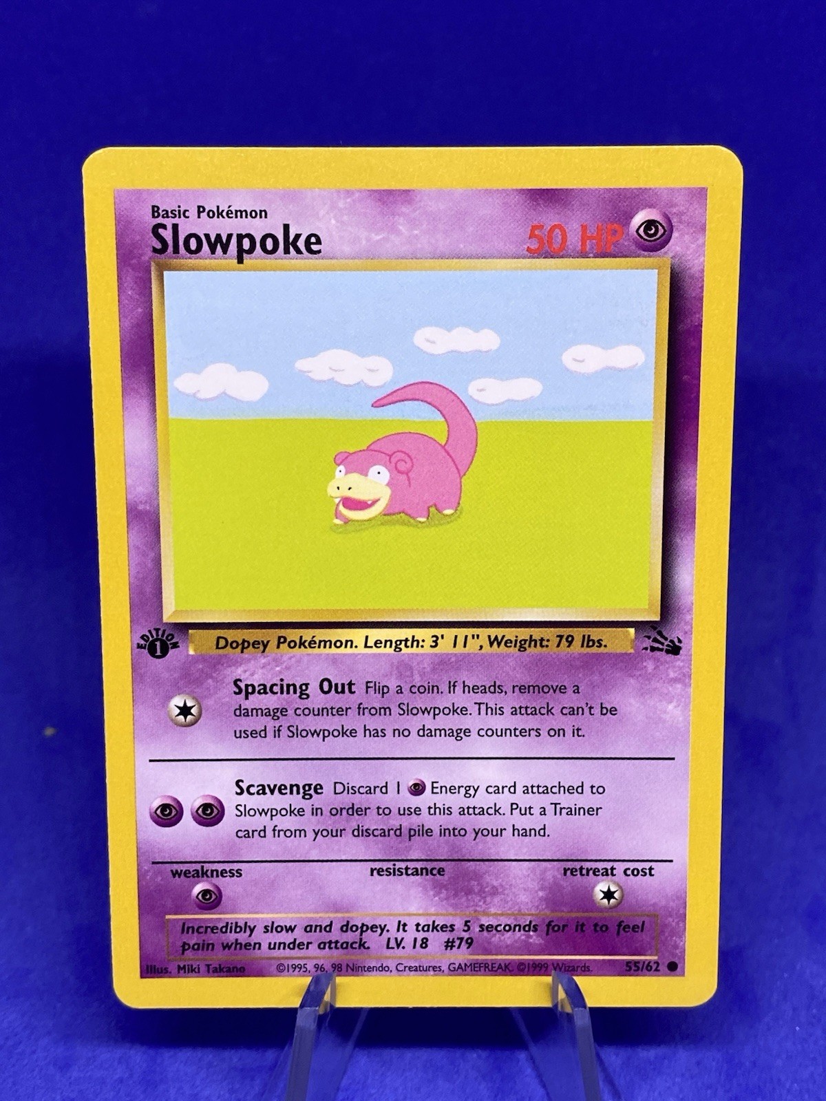 SLOWPOKE - 55/62 - 1st Edition Fossil - Pokemon Card - NM/MT Nintendo Vintage