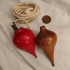 Two 1920s Vintage Handmade Lacquered Wooden Spinning Toy Tops.