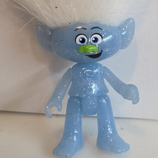 DreamWorks Trolls Troll Doll, Blue, White Straight Hair, 4 In, Plastic