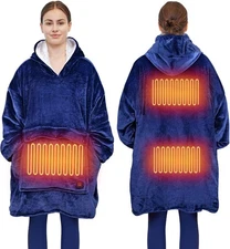 Heated Wearable Blanket Hoodie, 3 Heat Settings Oversized USB Hooded... 