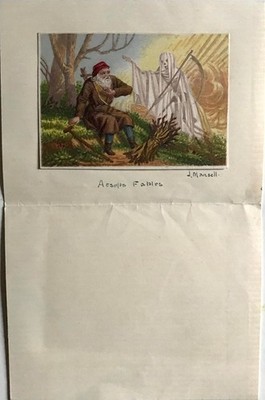 AESOP'S FABLES Joseph Mansell Baxter Kleindruck Gravur auf Karte selten unbenutzt