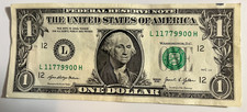 Quad Double Pairs - 11779900 - Fancy Serial Number One 1 Dollar Bill Note