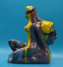 " Arlecchino and Columbina - 1" - Original Clay sculpture, hand made &glazed.