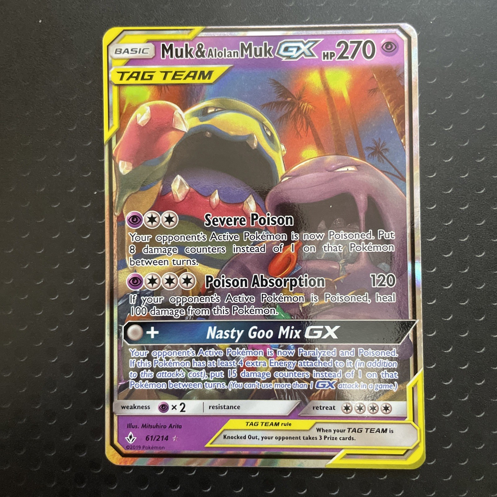 Pokemon Unbroken Bonds Muk & Alolan Muk GX 61/214 Full Art Ultra Rare NM