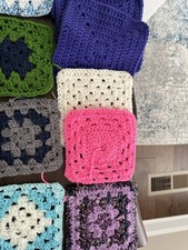 Lot of 15 Handmade Crochet Granny Squares 6 Mixed Motifs Ready for Project