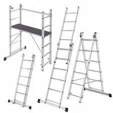 3-in-1 Aluminium Mini Scaffold 2x6 Steps Work Platform Ladder