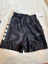 Nike Boy's Black Athletic Shorts with White Swoosh Logo Size Small