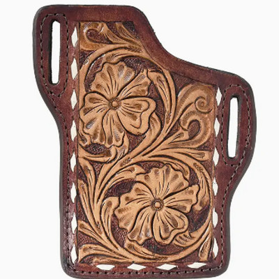 HILASON Western Floral Hand-Tooled Leather Smartphone Cell Phone Holder