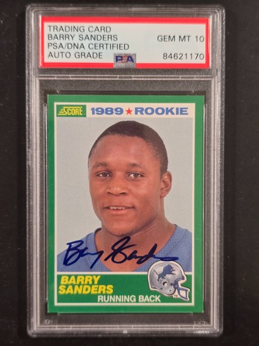 🔥 1989 SCORE BARRY SANDERS #257 ROOKIE RC GEM MINT PSA 10 AUTO 🔥