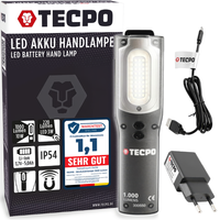 Tecpo Werkstattlampe Akku Handlampe 1000Lm Led Arbeitsleuchte Stableuchte IP54