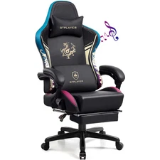 GTPLAYER Leather Recliner Ergonomic Office/Gaming Chair with Bluetooth, Footrest