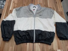 Vtg 90s Nike Gray, White  Black Windbreaker Full Zip Size L Retro