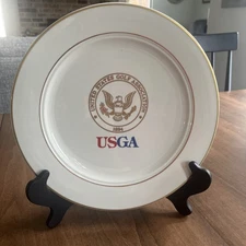 Vintage Homer Laughlin USGA Dinner Plate, 10.5, Gold Rim, US GOLF ASSOCIATION