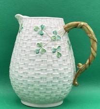 Belleek Shamrock Basketweave Pattern Porcelain Pitcher / Cream Jug — listing 2