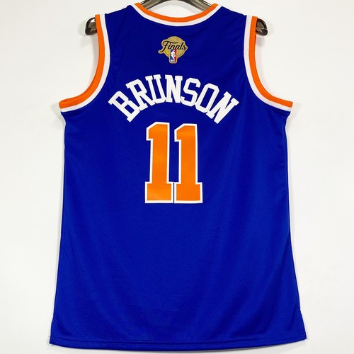 Finals Patch Jalen Brunson #11 New York Knicks Stitched Basketball Jersey Blue