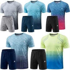 Mens Sublimation Shorts Set 4 Way Stretch Lightweight Gym Fitness T Shirt