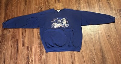 Northern Reflections Vtg 90s Labrador Puppies Crewneck Sweatshirt Men XL Navy 