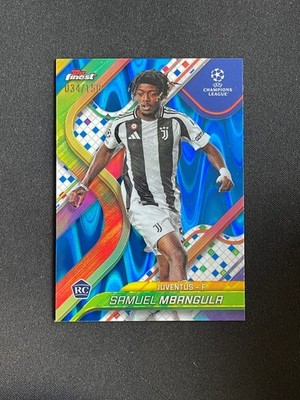 Samuel Mbangula 2024-25 Topps Finest UCC Blue Raywave Refractor /150 RC #117